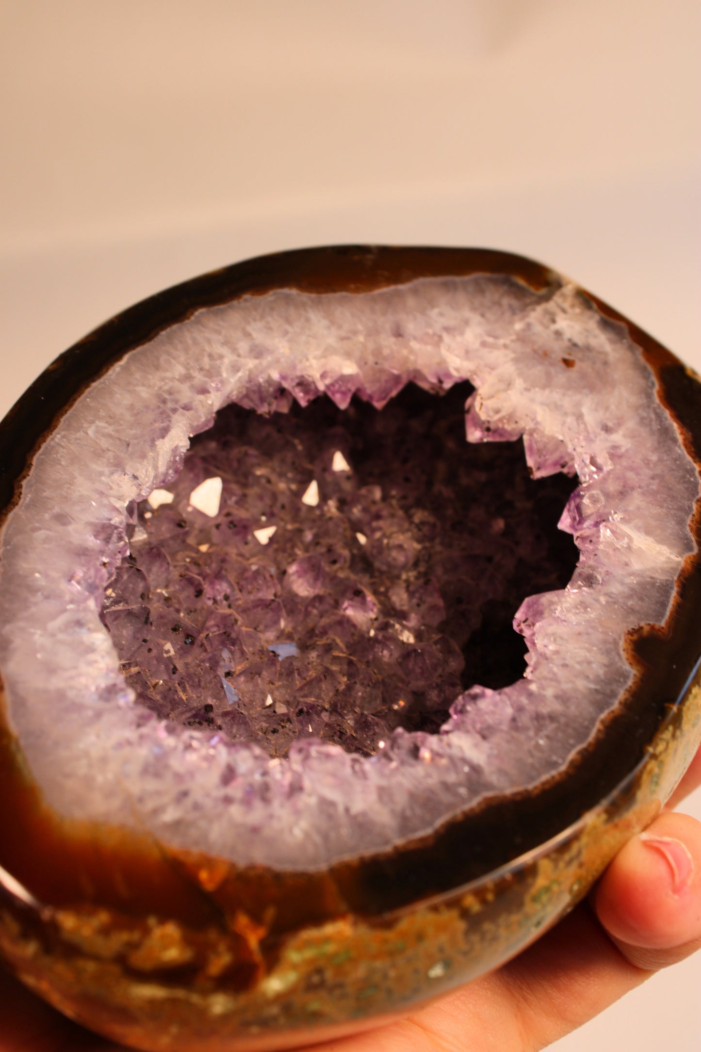 Agaat met amethist geode - Sieradendoosje