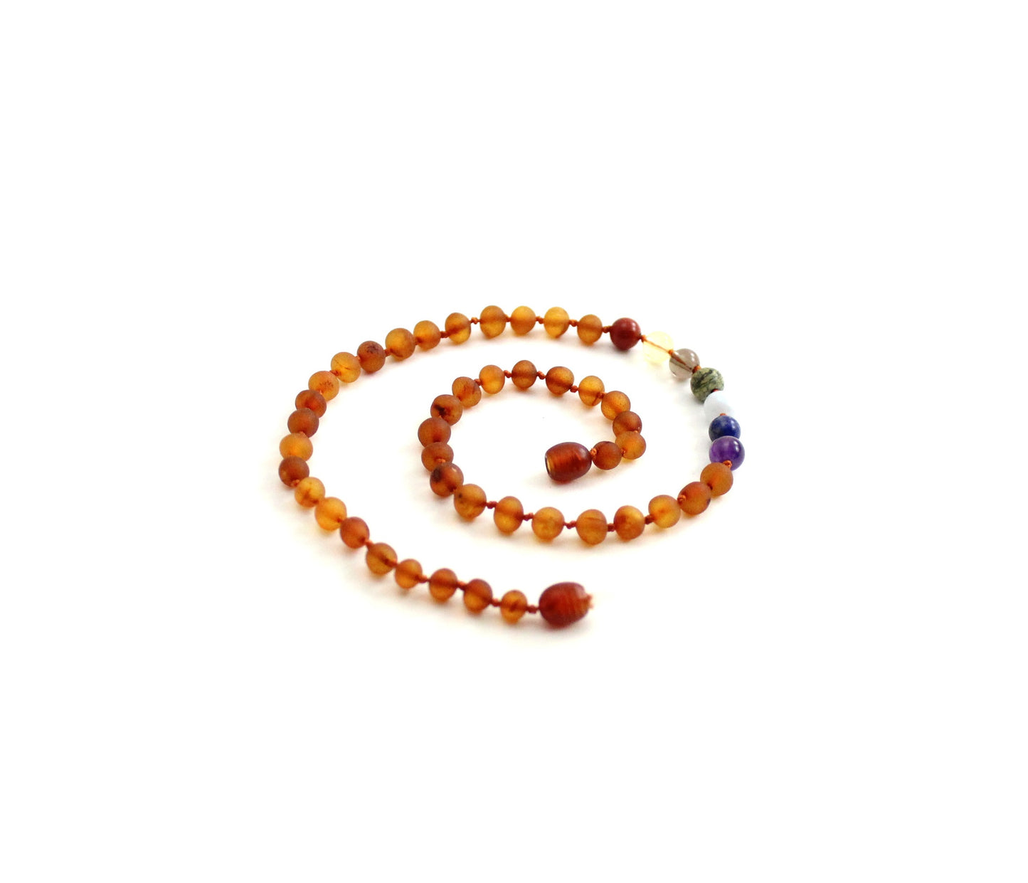 Barnsteen ketting - Ruw Cognac & Chakra