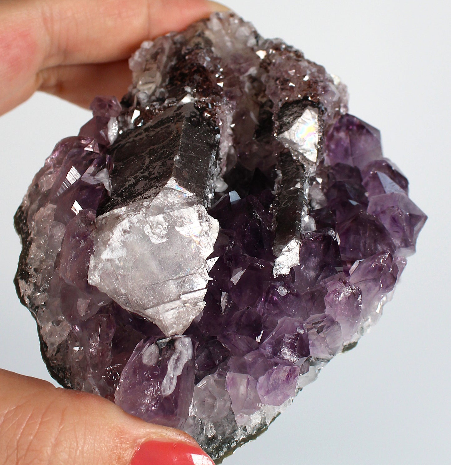 Amethist met Calciet & Hematiet - Collectors Piece