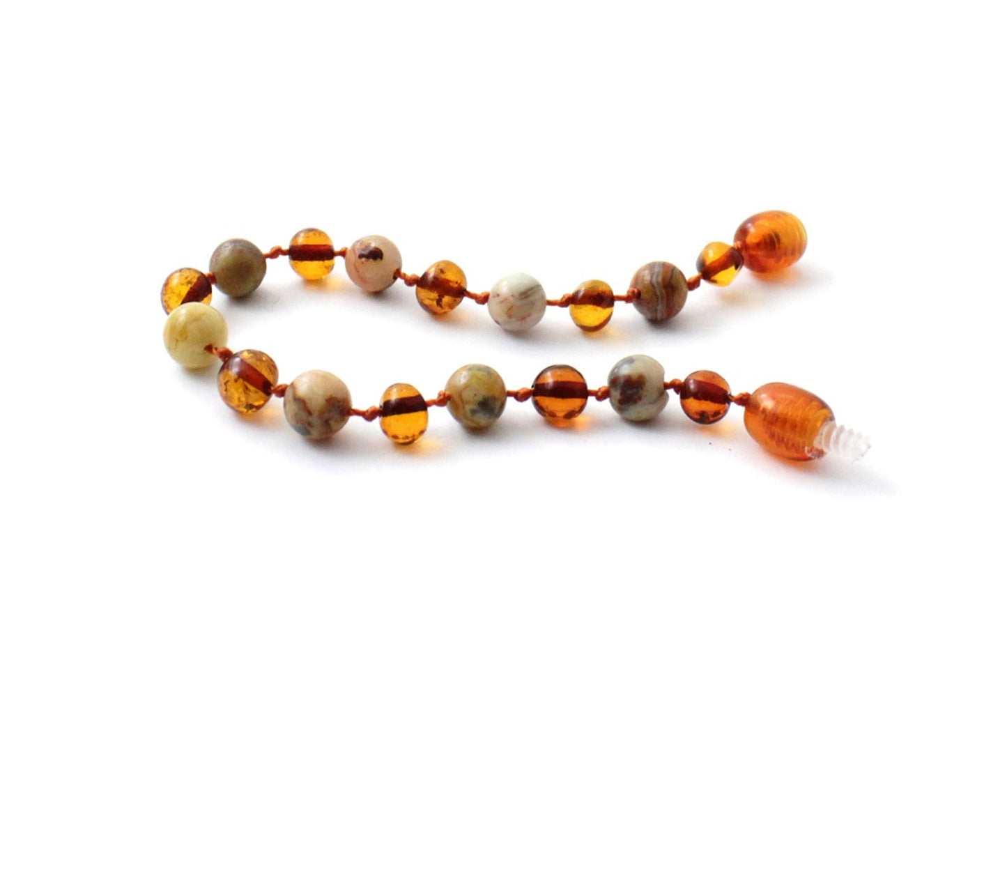 Barnsteen armband - Cognac & crazylace agaat