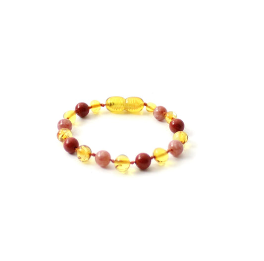 Barnsteen armband - Honing, Jaspis en Zonnesteen