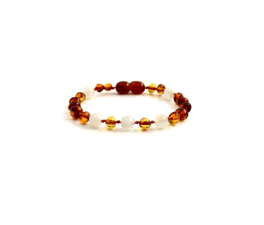 Barnsteen armband - Cognac & maansteen