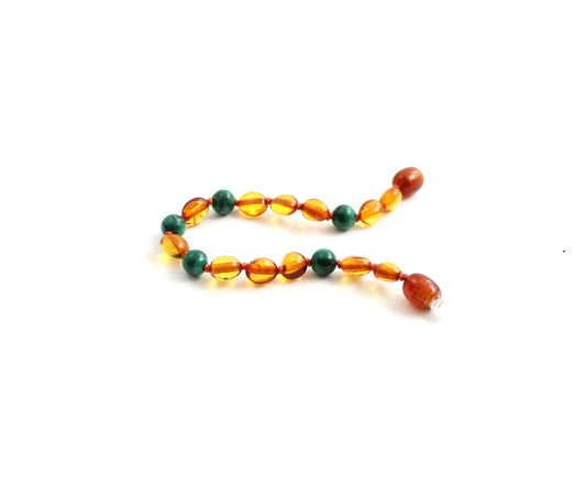 Barnsteen armband - Cognac Nugget - Afrikaanse Jade