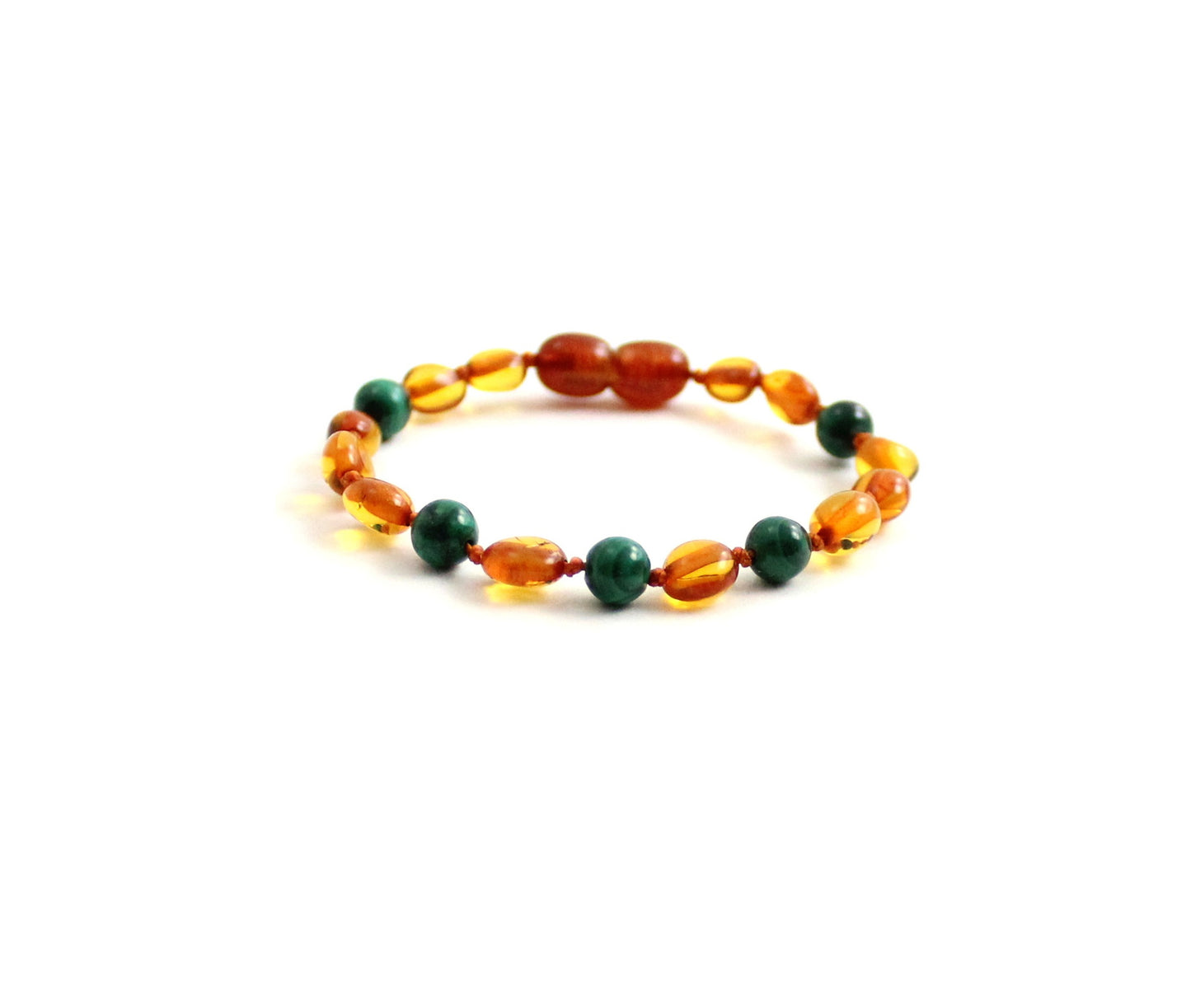 Barnsteen armband - Cognac Nugget - Afrikaanse Jade