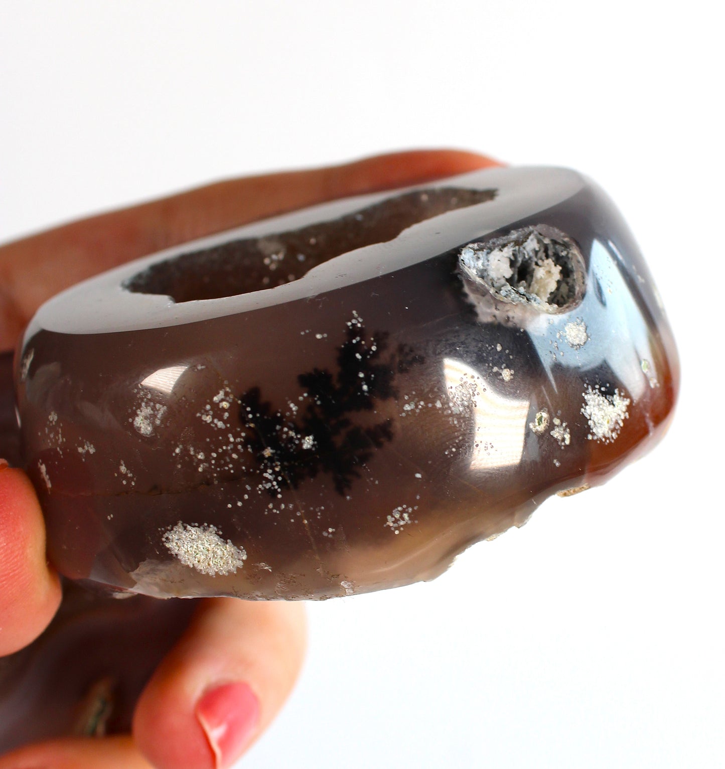 Agaat met dendriet geode - Sieradendoosje