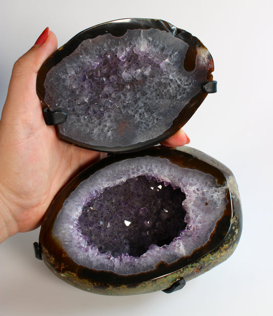 Agaat met amethist geode - Sieradendoosje