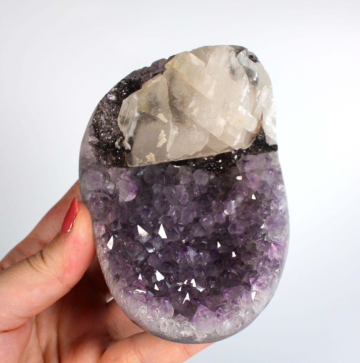 Amethist met Calciet & Hematiet - Collectors Piece