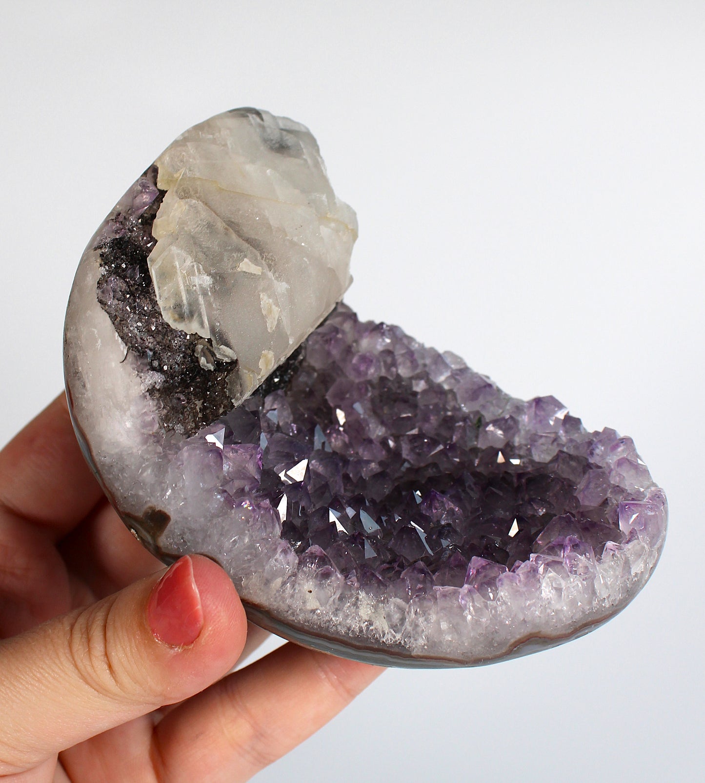 Amethist met Calciet & Hematiet - Collectors Piece