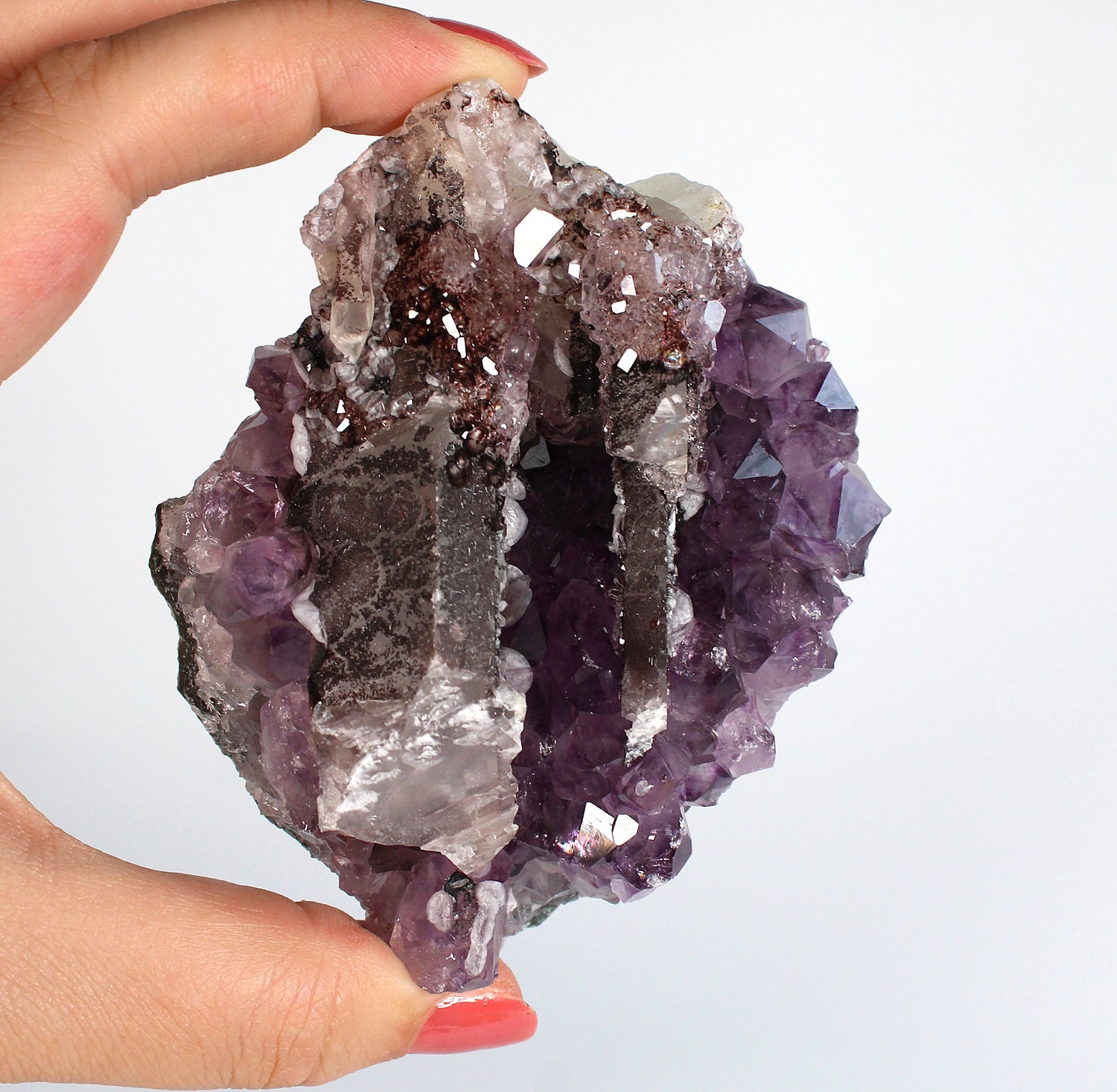 Amethist met Calciet & Hematiet - Collectors Piece