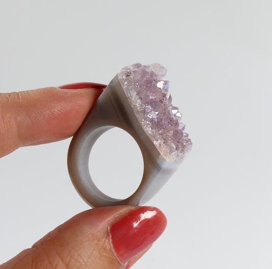 Agaat met Amethist - Ring