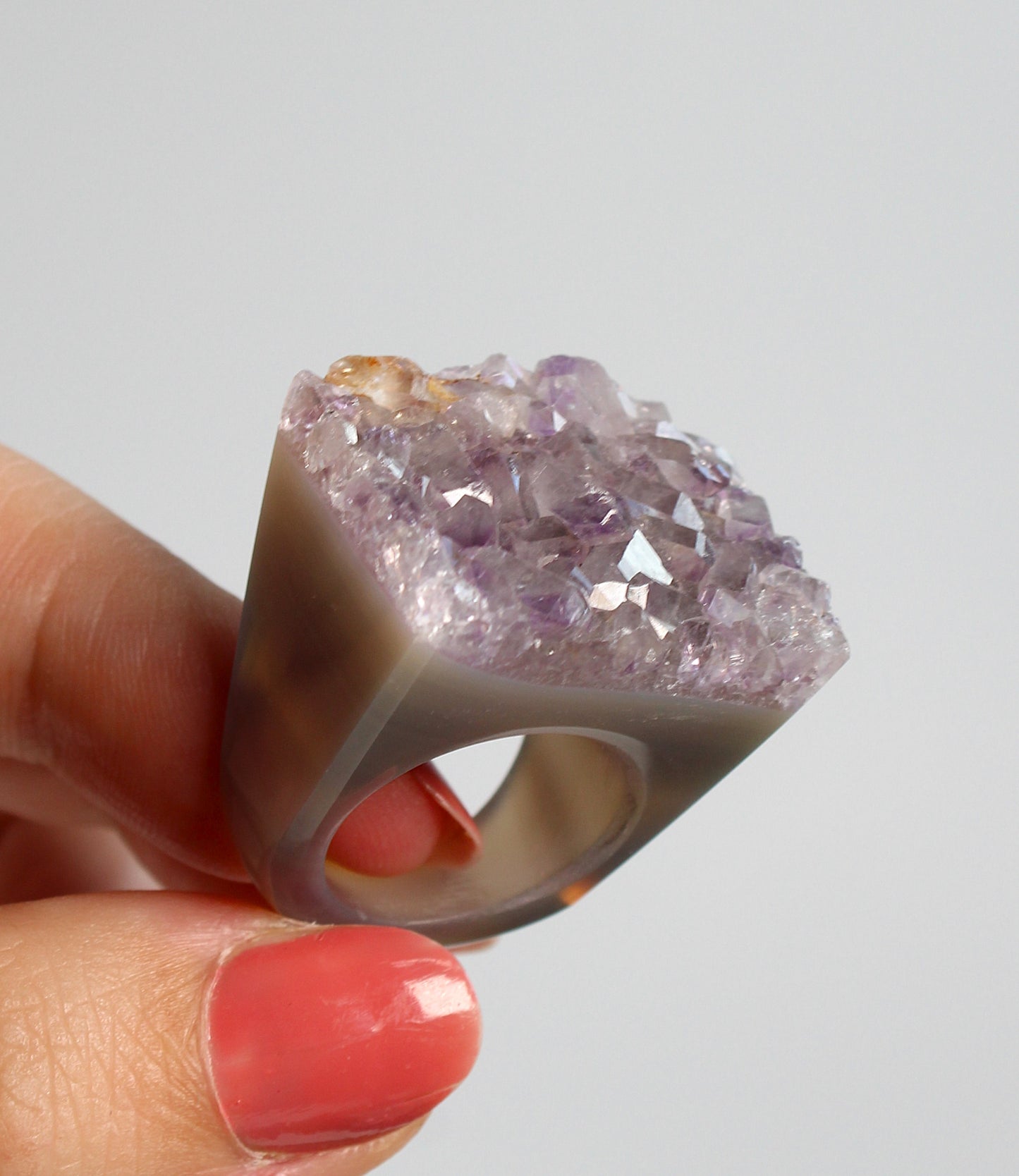 Agaat met Amethist - Ring