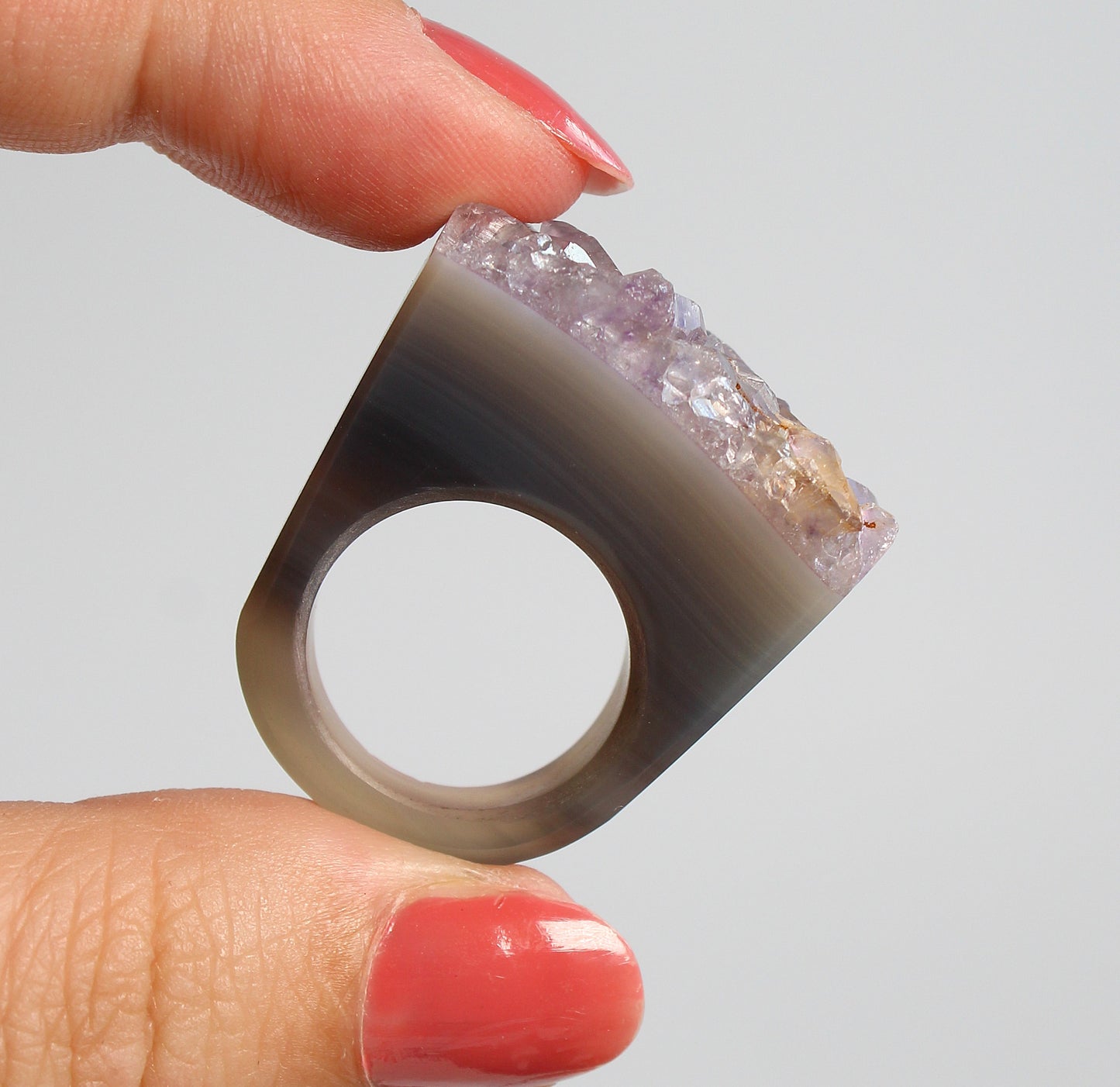 Agaat met Amethist - Ring