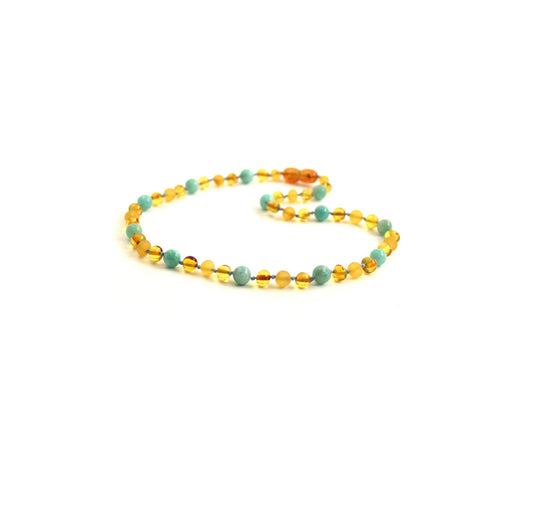 Barnsteen ketting - Honing, Ruwe Honing & Amazoniet