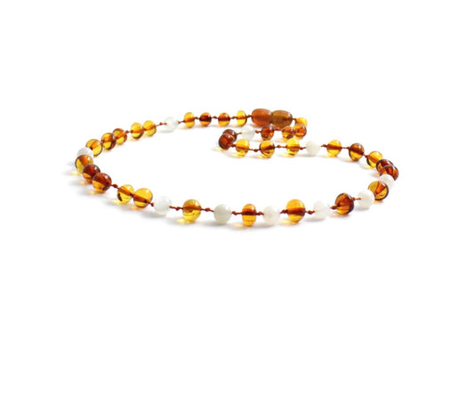 Barnsteen ketting - Cognac & maansteen