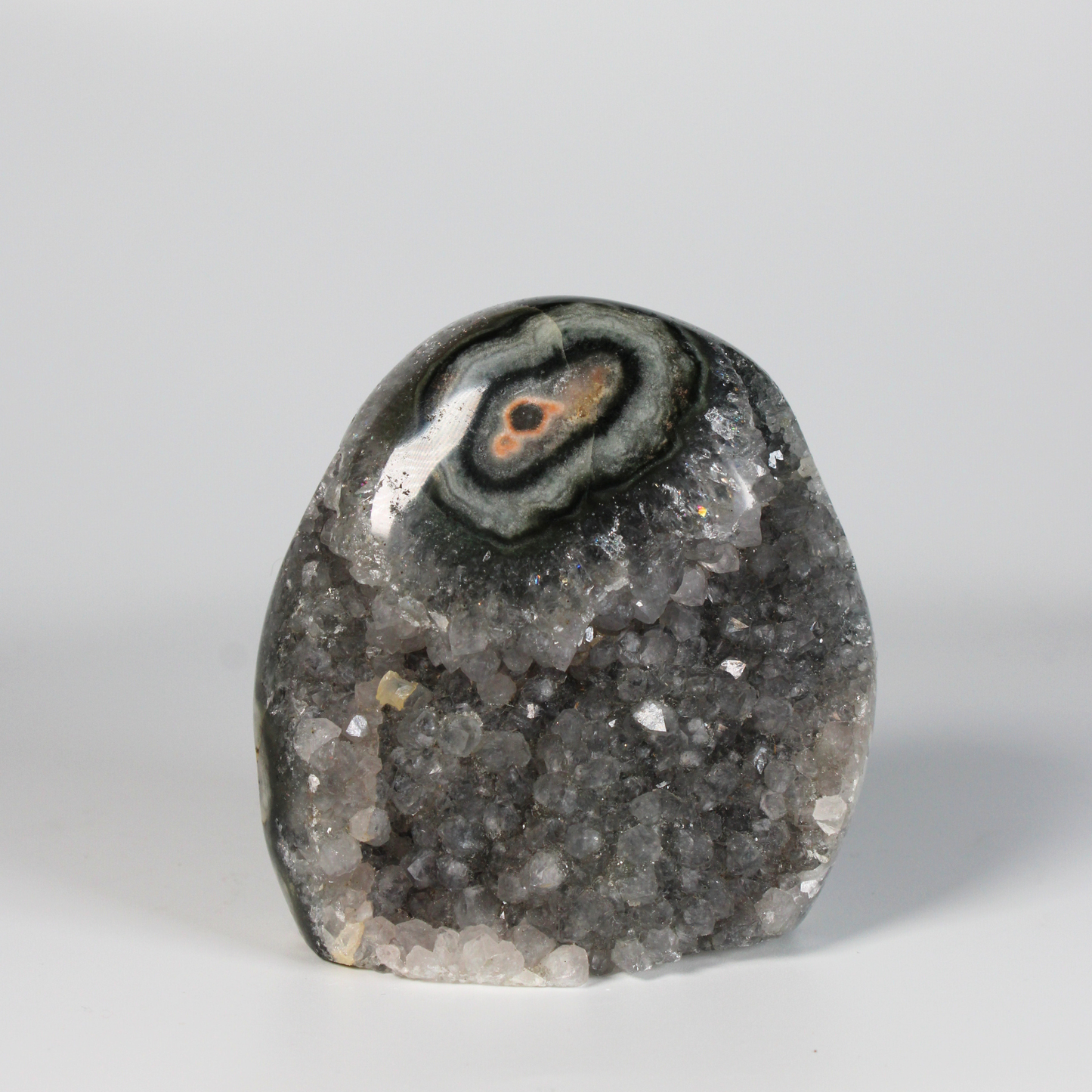 Grijze Amethist & agaat met stalactiet - Standvlak