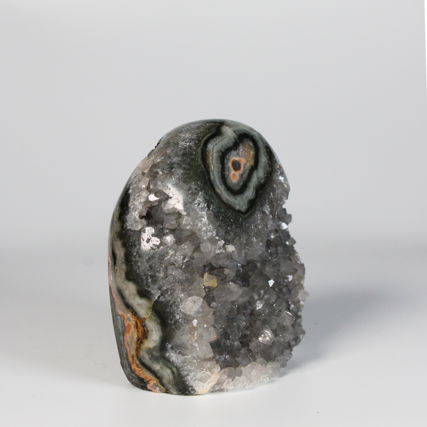 Grijze Amethist & agaat met stalactiet - Standvlak