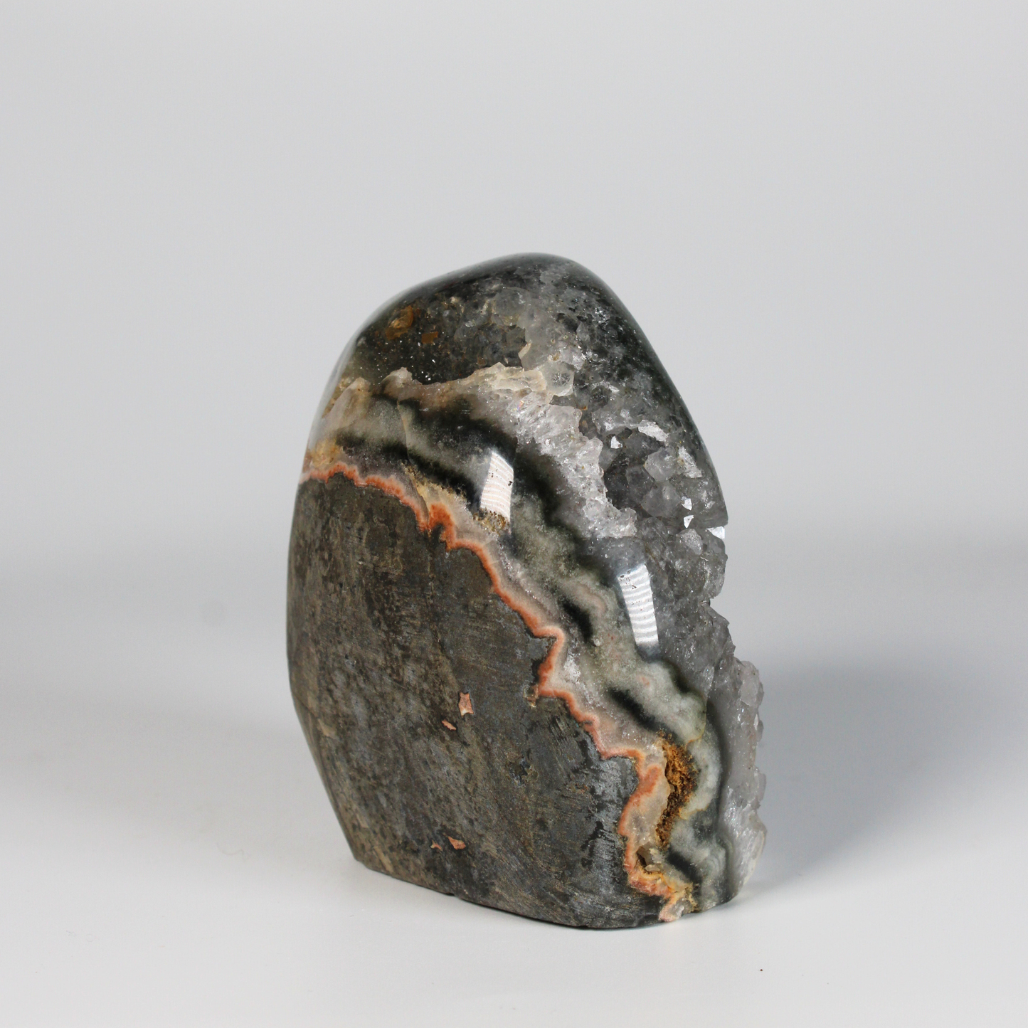 Grijze Amethist & agaat met stalactiet - Standvlak