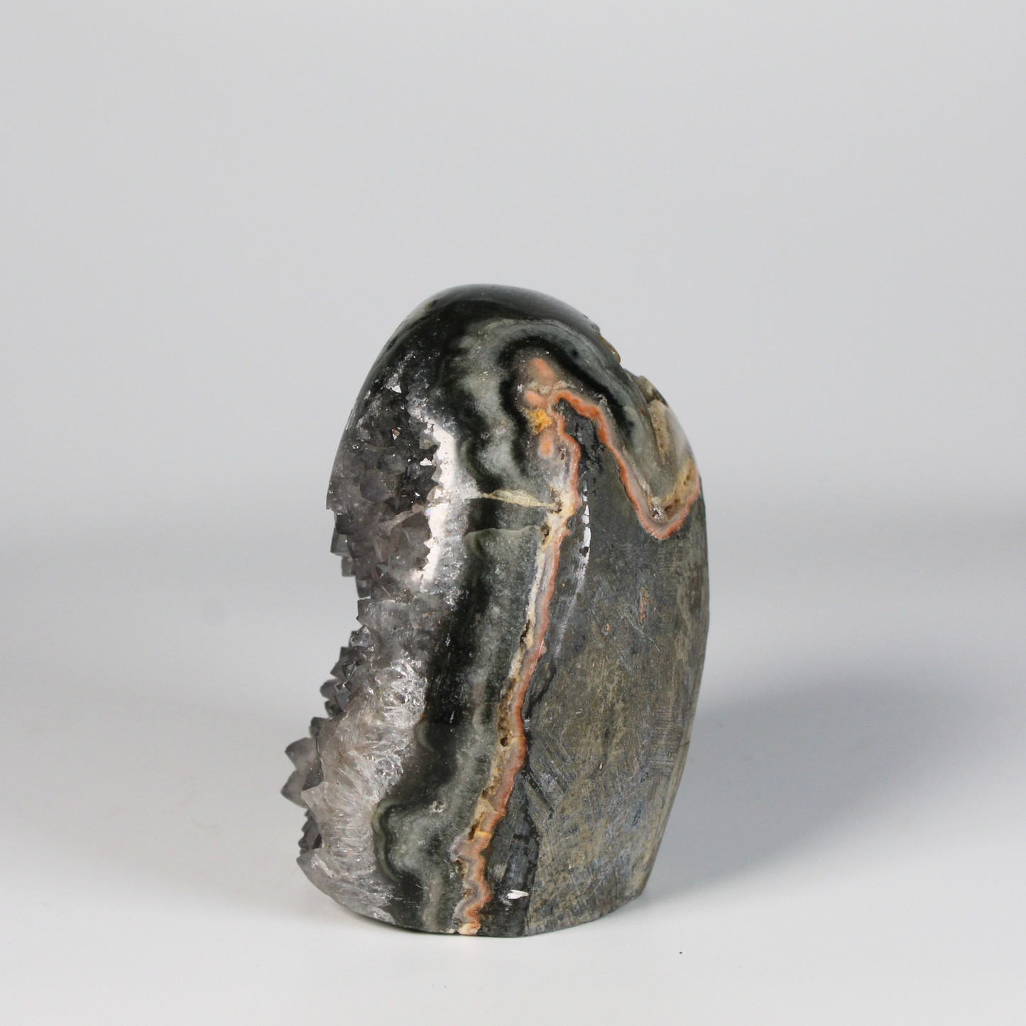 Grijze Amethist & agaat met stalactiet - Standvlak