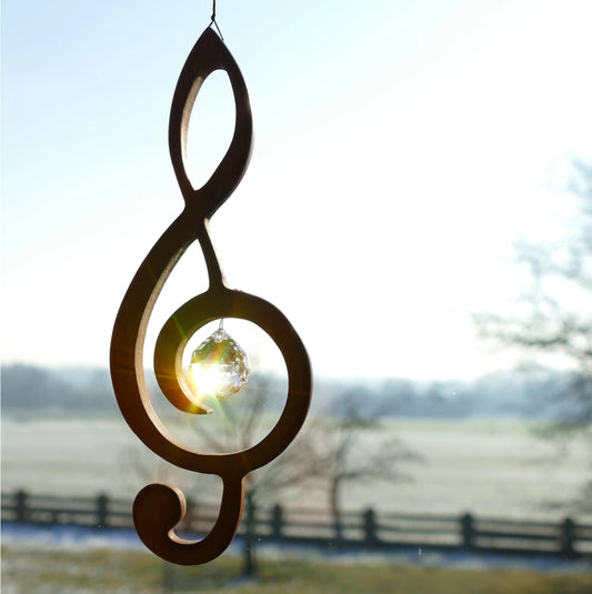 Raamhanger regenboogkristal - G-sleutel