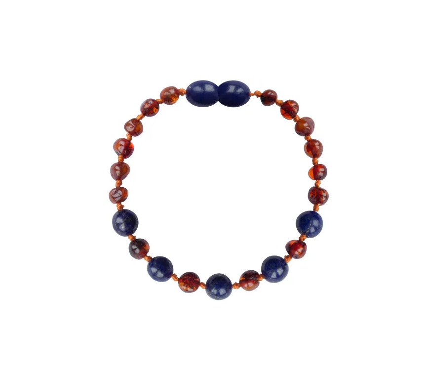 Barnsteen armband -  Cognac & lapis lazuli