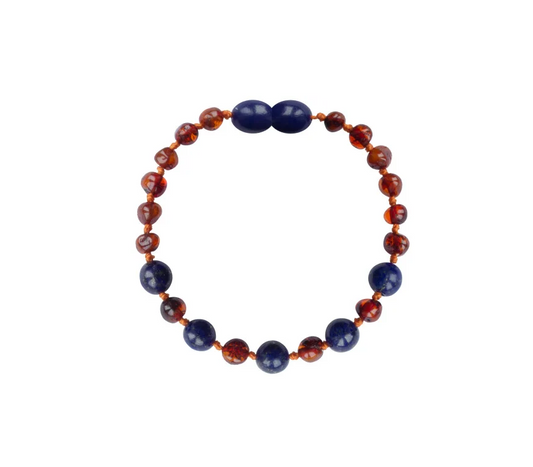 Barnsteen armband -  Cognac & lapis lazuli