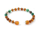 Barnsteen armband - Ruwe cognac, Afrikaanse jade & rookkwarts