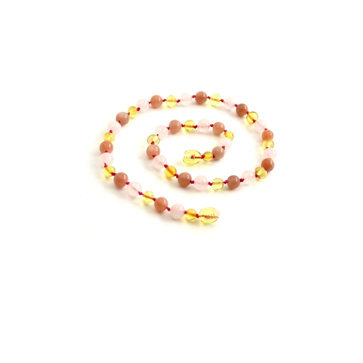 Barnsteen ketting - Lemon, Rozenkwarts & Zonnesteen