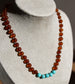 Barnsteen ketting - Cognac ruw & Turqoise